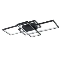 kelvo® QUADRA KLV-101-0293 Φωτιστικό Οροφής LED 100W 10000lm 120° AC 220-240V IP20 Ρυθμιζόμενο Λευκό CCT με Χειριστήριο από 2700K έως 6000K Dimmable - Lumileds SMD Chip - Μαύρο Ματ - Μ85 x Π45 x Υ9cm - 3 Χρόνια Εγγύηση