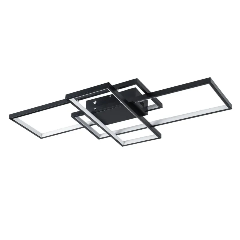 kelvo® QUADRA KLV-101-0293 Φωτιστικό Οροφής LED 100W 10000lm 120° AC 220-240V IP20 Ρυθμιζόμενο Λευκό CCT με Χειριστήριο από 2700K έως 6000K Dimmable - Lumileds SMD Chip - Μαύρο Ματ - Μ85 x Π45 x Υ9cm - 3 Χρόνια Εγγύηση