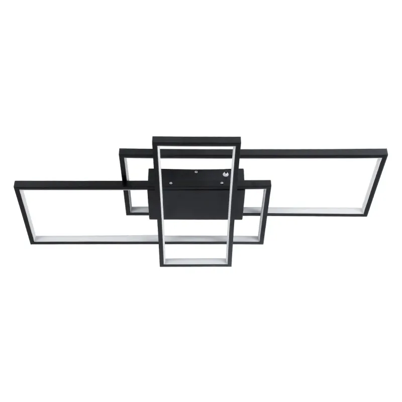 kelvo® QUADRA KLV-101-0293 Φωτιστικό Οροφής LED 100W 10000lm 120° AC 220-240V IP20 Ρυθμιζόμενο Λευκό CCT με Χειριστήριο από 2700K έως 6000K Dimmable - Lumileds SMD Chip - Μαύρο Ματ - Μ85 x Π45 x Υ9cm - 3 Χρόνια Εγγύηση