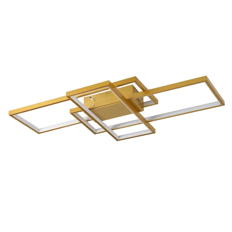 kelvo® QUADRA KLV-101-0295 Φωτιστικό Οροφής LED 100W 10000lm 120° AC 220-240V IP20 Ρυθμιζόμενο Λευκό CCT με Χειριστήριο από 2700K έως 6000K Dimmable - Lumileds SMD Chip - Σαμπανιζέ Χρυσό Ματ - Μ85 x Π45 x Υ9cm - 3 Χρόνια Εγγύηση