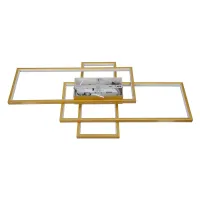 kelvo® QUADRA KLV-101-0295 Φωτιστικό Οροφής LED 100W 10000lm 120° AC 220-240V IP20 Ρυθμιζόμενο Λευκό CCT με Χειριστήριο από 2700K έως 6000K Dimmable - Lumileds SMD Chip - Σαμπανιζέ Χρυσό Ματ - Μ85 x Π45 x Υ9cm - 3 Χρόνια Εγγύηση