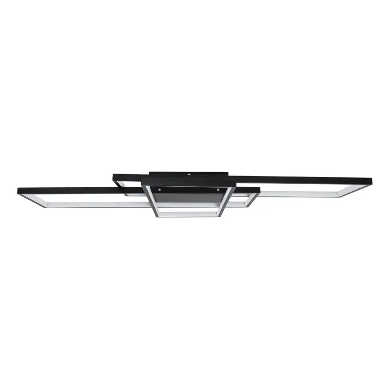 kelvo® QUADRA KLV-101-0296 Φωτιστικό Οροφής LED 120W 12000lm 120° AC 220-240V IP20 Ρυθμιζόμενο Λευκό CCT με Χειριστήριο από 2700K έως 6000K Dimmable - Lumileds SMD Chip - Μαύρο Ματ - Μ105 x Π60 x Υ9cm - 3 Χρόνια Εγγύηση