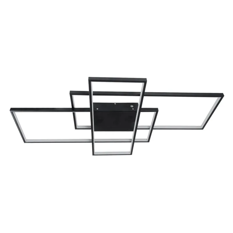 kelvo® QUADRA KLV-101-0296 Φωτιστικό Οροφής LED 120W 12000lm 120° AC 220-240V IP20 Ρυθμιζόμενο Λευκό CCT με Χειριστήριο από 2700K έως 6000K Dimmable - Lumileds SMD Chip - Μαύρο Ματ - Μ105 x Π60 x Υ9cm - 3 Χρόνια Εγγύηση