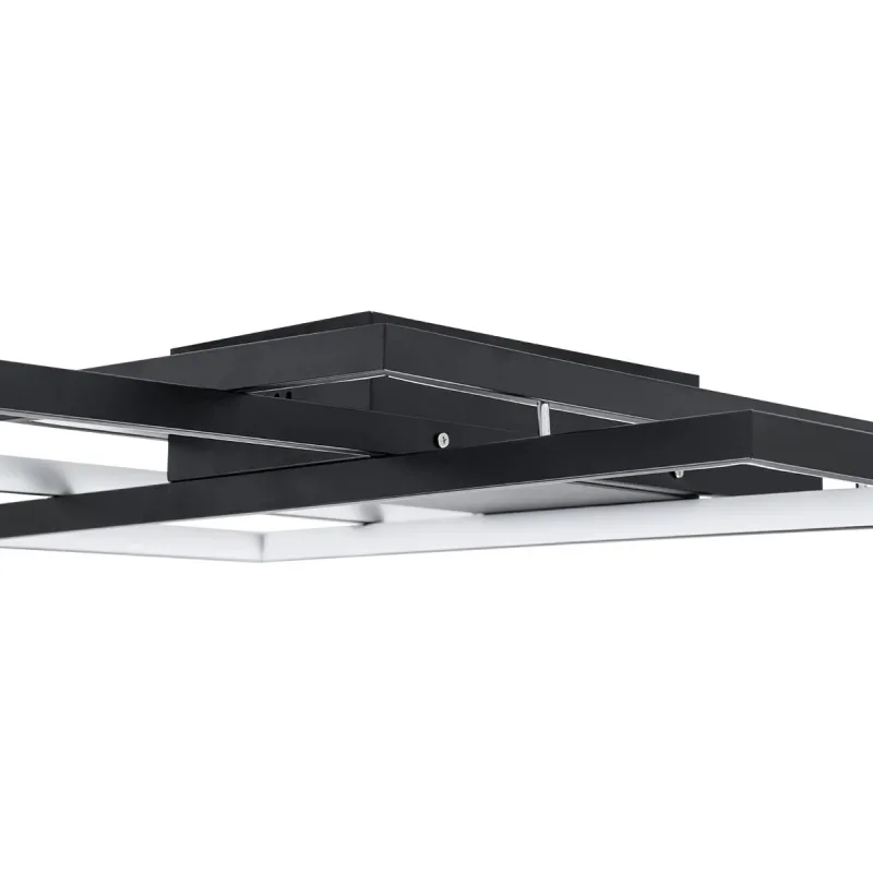 kelvo® QUADRA KLV-101-0296 Φωτιστικό Οροφής LED 120W 12000lm 120° AC 220-240V IP20 Ρυθμιζόμενο Λευκό CCT με Χειριστήριο από 2700K έως 6000K Dimmable - Lumileds SMD Chip - Μαύρο Ματ - Μ105 x Π60 x Υ9cm - 3 Χρόνια Εγγύηση