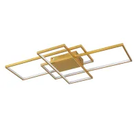 kelvo® QUADRA KLV-101-0298 Φωτιστικό Οροφής LED 120W 12000lm 120° AC 220-240V IP20 Ρυθμιζόμενο Λευκό CCT με Χειριστήριο από 2700K έως 6000K Dimmable - Lumileds SMD Chip - Σαμπανιζέ Χρυσό Ματ - Μ105 x Π60 x Υ9cm - 3 Χρόνια Εγγύηση