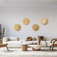 GLOBOSTAR® COLOMBO 02283 Boho Φωτιστικό Τοίχου - Απλίκα με Ντουί 1 x E27 AC 220-240V IP20 - Μπεζ - Μ40 x Π40 x Υ9cm