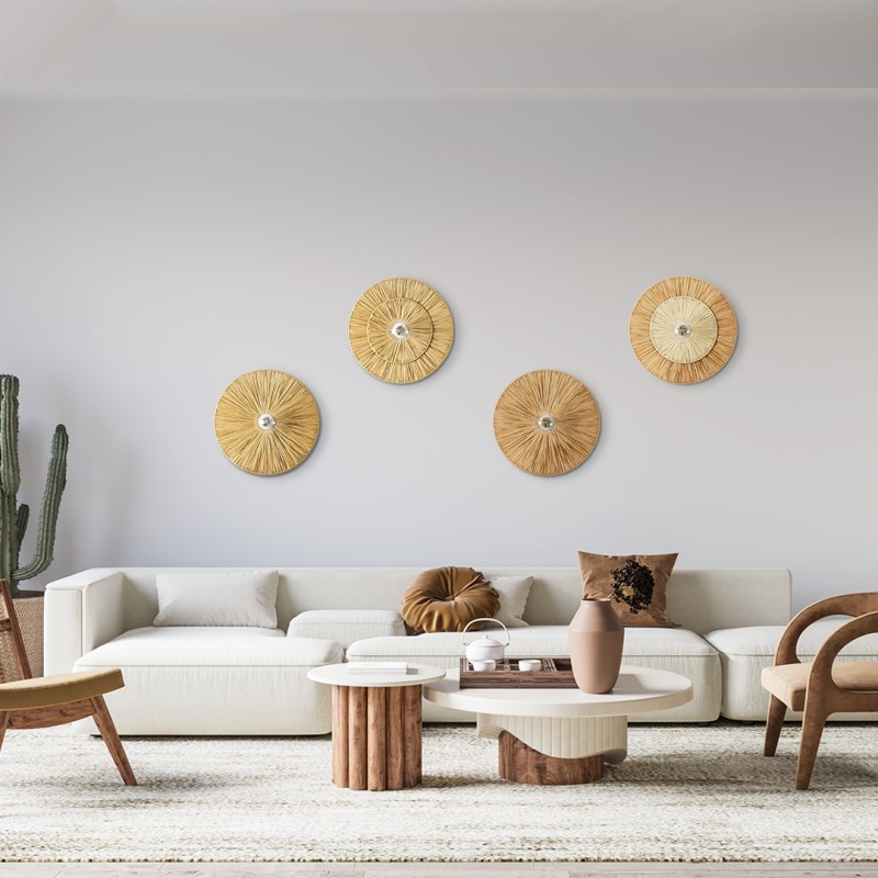 GLOBOSTAR® COLOMBO 02283 Boho Φωτιστικό Τοίχου - Απλίκα με Ντουί 1 x E27 AC 220-240V IP20 - Μπεζ - Μ40 x Π40 x Υ9cm