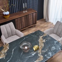 Επεκτεινόμενο Τραπέζι Τραπεζαρίας Armani με Επιφάνεια Sintered Stone Όψης Μαύρου Μαρμάρου 165-241cm