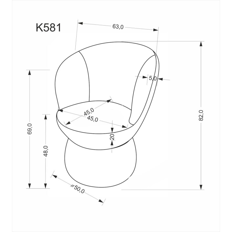Περιστρεφόμενη Καρέκλα K581 Γκρι Υφασμάτινη 360°