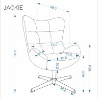JACKIE Περιστρεφόμενη Πολυθρόνα Relax Γκρι 75x88x96cm