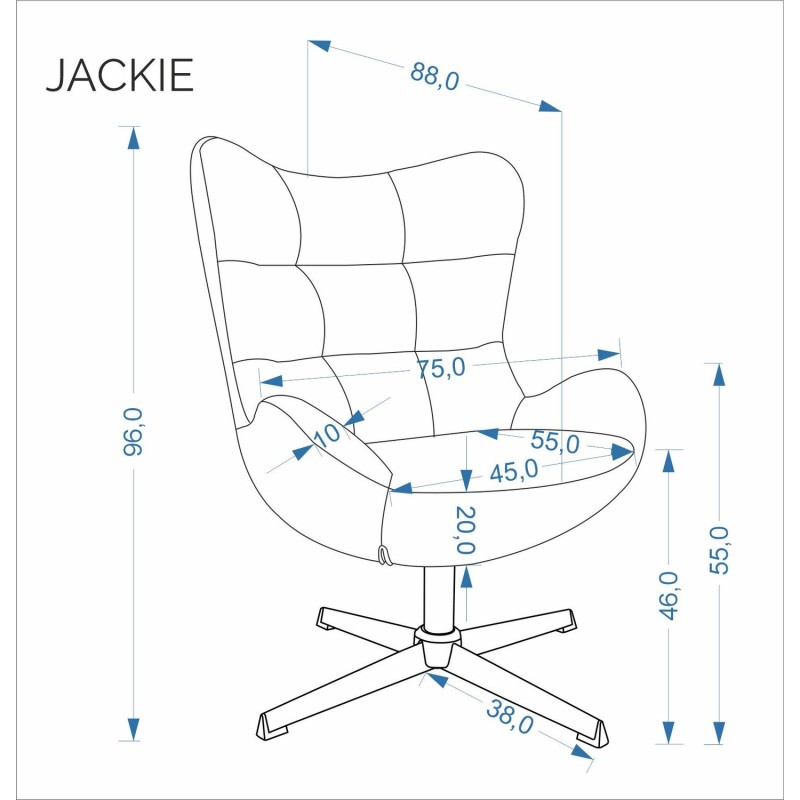 JACKIE Περιστρεφόμενη Πολυθρόνα Relax Γκρι 75x88x96cm
