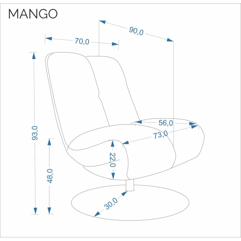 Περιστρεφόμενη Πολυθρόνα MANGO Υφασμάτινη Σκούρο Μπεζ 73x90x93cm