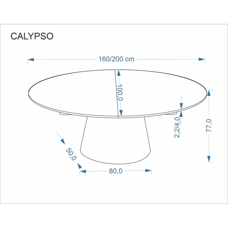 Επεκτεινόμενο Τραπέζι Τραπεζαρίας CALYPSO Οβάλ Φυσικό 160-200x100 εκ.