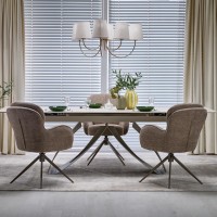 Επεκτεινόμενο Τραπέζι Τραπεζαρίας Hilario με Επιφάνεια Sintered Stone Όψης Travertine 180-260cm