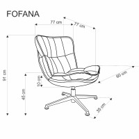 FOFANA Πολυθρόνα σαλονιού σε Κρεμ απόχρωση 77x77x91cm και ύψος καθίσματος 45cm