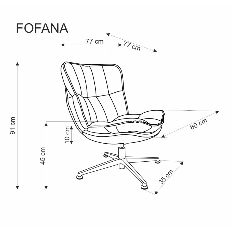 FOFANA Πολυθρόνα σαλονιού σε Κρεμ απόχρωση 77x77x91cm και ύψος καθίσματος 45cm