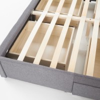 Κρεβάτι διπλό με συρτάρια από μασίφ ξύλο σε γκρι 169x218x107cm (για στρώμα 160x200cm)