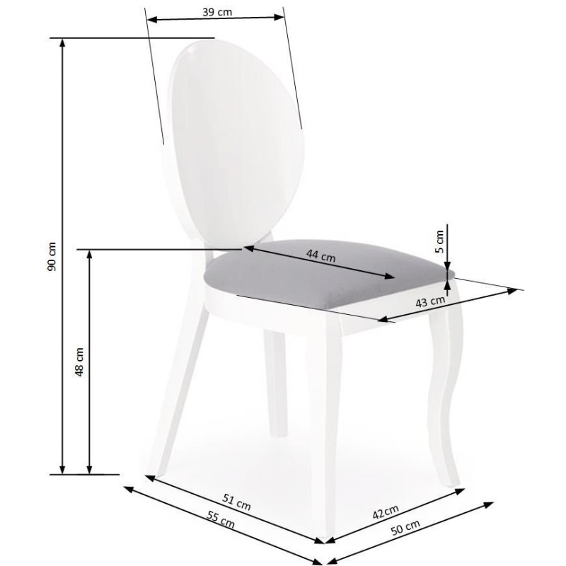 Καρέκλα τραπεζαρίας VERDI λευκό/γκρι 43x52x90 με ύψος καθίσματος 51 cm 2010001157021