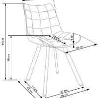 K332 Καρέκλα σκούρο γκρι 46/61/84cm με ύψος καθίσματος 48 cm