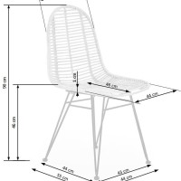 K337 Καρέκλα τραπεζαρίας από φυσικό ραττάν 44x55x90 με ύψος καθίσματος 46cm