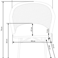 K400 Kαρέκλα εξωτερικού χώρου σε φυσικό 55x47x74 με ύψος καθίσματος 43cm