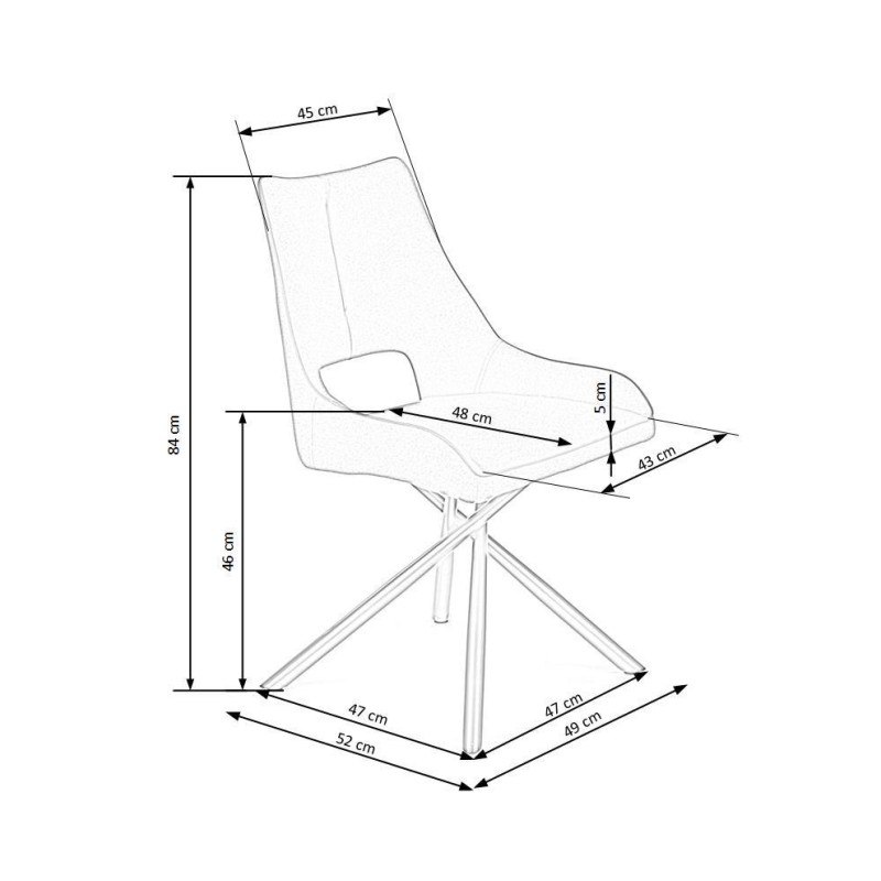 K409 Καρέκλα γκρι 49x52x84 με ύψος καθίσματος 46 cm