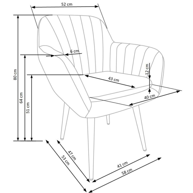 K429 Καρέκλα τραπεζαρίας σκούρο πράσινο 58x53x80 με ύψος καθίσματος 51cm