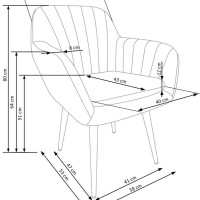 K429 Καρέκλα γκρι 58x53x80 με ύψος καθίσματος 51 cm