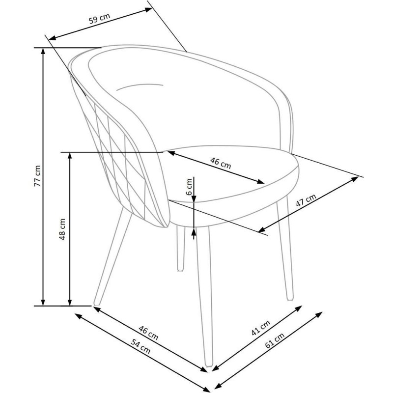 K430 Καρέκλα σκούρο πράσινο 61x54x77 με ύψος καθίσματος 48 cm