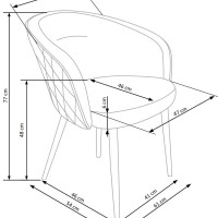 K430 Καρέκλα γκρι 61x54x77 με ύψος καθίσματος 48 cm