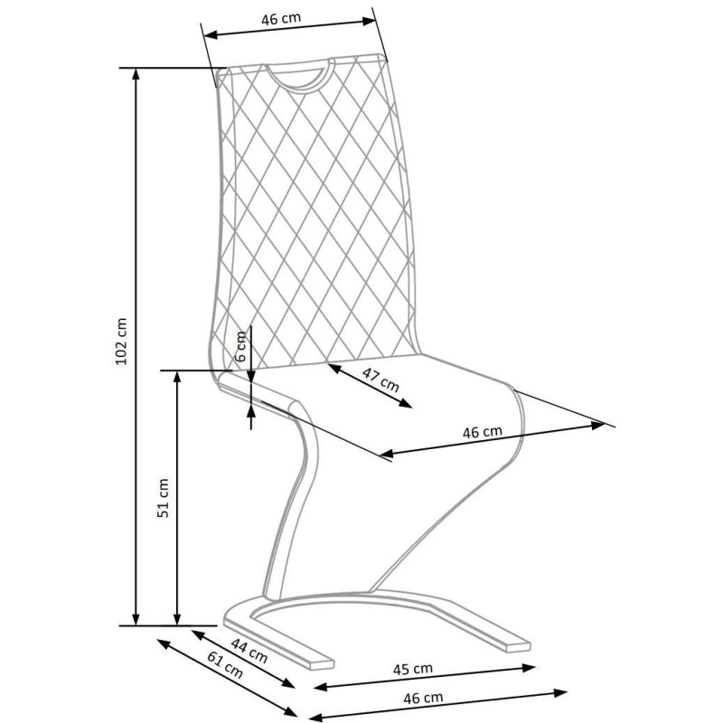 K442 Καρέκλα τραπεζαρίας μουσταρδί 46x61x102 με ύψος καθίσματος 51cm