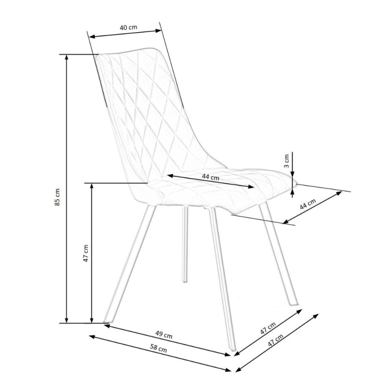 K450 Καρέκλα σκούρο πράσινο : 44x58x85cm με ύψος καθίσματος 47 cm