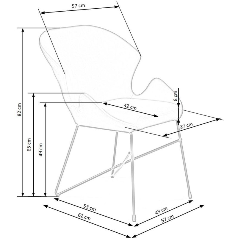 K458 Καρέκλα σε σκούρο πράσινο 57x62x82 με ύψος καθίσματος 49cm