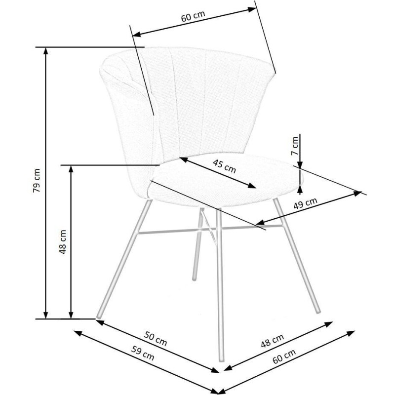 K459 καρέκλα μπεζ διαστάσεις: 60/59/79cm με ύψος καθίσματος 48 cm