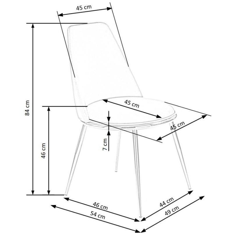 K460 Kαρέκλα τραπεζαρίας βελούδο μπεζ  49x54x84 με ύψος καθίσματος 46cm