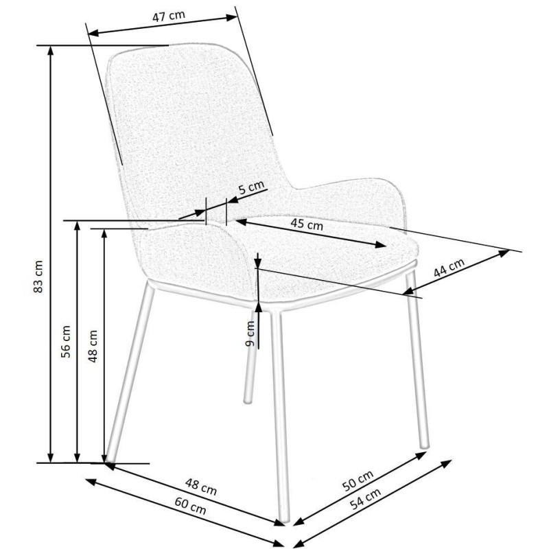 K481 Καρέκλα μπεζ  54x60x83 με ύψος καθίσματος 48 cm