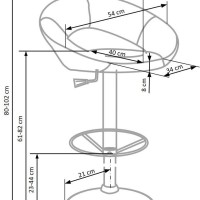 H15 Σκαμπό μπαρ γκρι  54x46x80-102cm