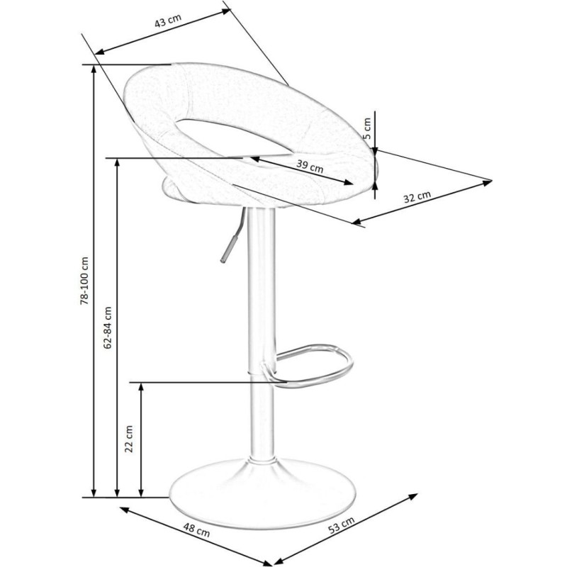 H102 σκαμπό μπαρ γκρι διαστάσεις: 78-100x53x48cm