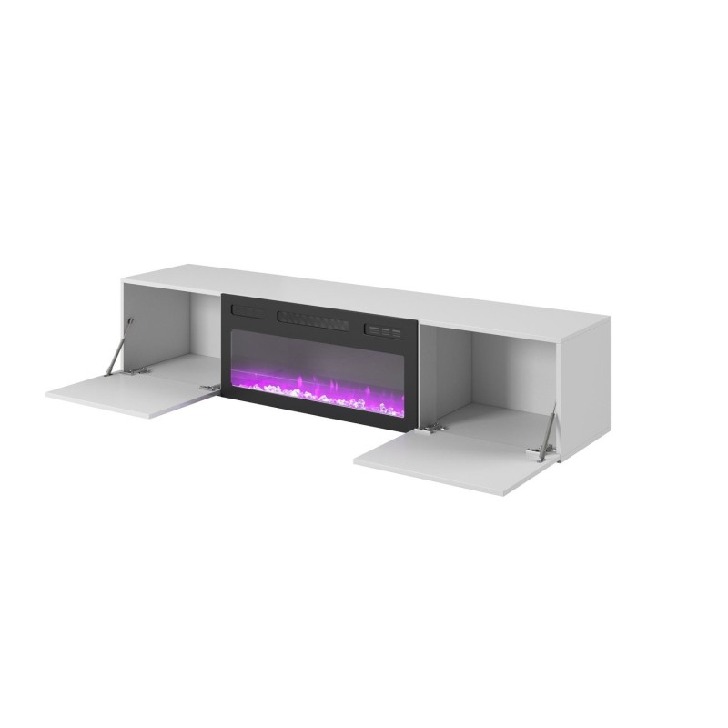 LIVO Έπιπλο TV με τζάκι σε λευκό 180x40x30cm