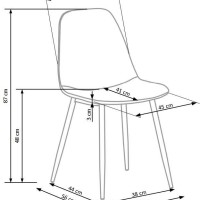 K417 Καρέκλα μαύρο βελούδο 44x56x87 με ύψος καθίσματος 48 cm
