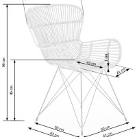 K335 Καρέκλα από φυσικό rattan σε φυσικό χρώμα 61x63x90 με ύψος καθίσματος 45cm