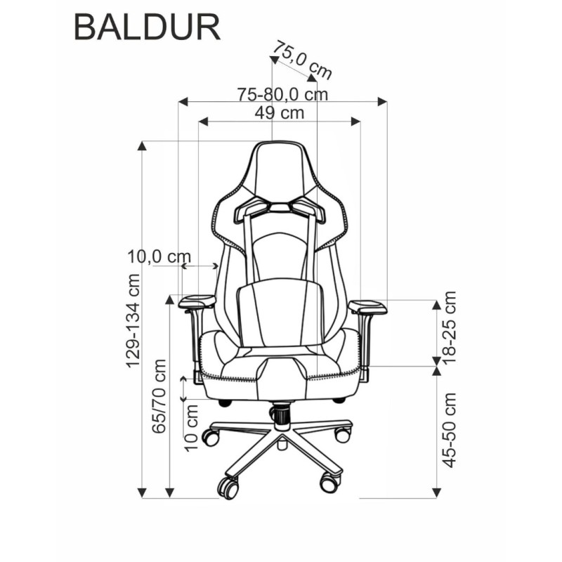 BALDUR Καρέκλα γραφείου γκρι/μαύρο 75x75x129cm Λειτουργία MULTIBLOCK 2010001201298