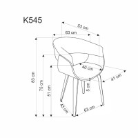K545 καρέκλα, γκρι / καρυδιά διαστάσεις: 63/53/83cm με ύψος καθίσματος 51 cm