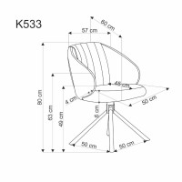 K533 καρέκλα, μαύρο / γκρι διαστάσεις: 57/60/80cm με ύψος καθίσματος 49 cm, λειτουργία περιστροφής 180