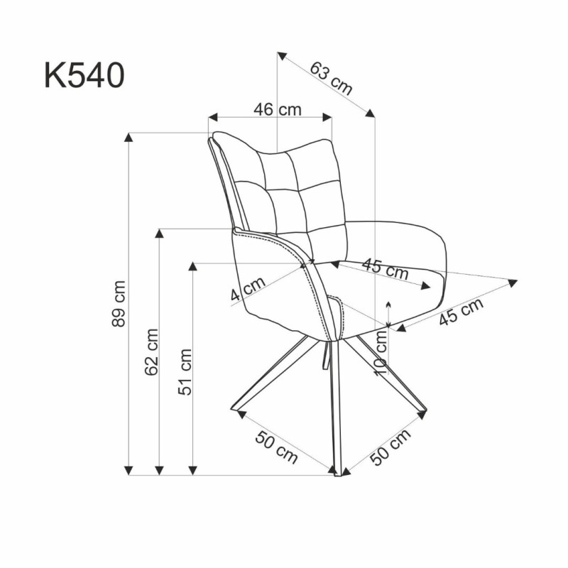 K540 Καρέκλα τραπεζαρίας μπεζ: 60x63x89cm ύψος καθίσματος 51 cm, λειτουργία περιστροφής 360