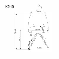 K546 Καρέκλα, γκρι, λειτουργία περιστροφής διαστάσεις: 52/60/79cm με ύψος καθίσματος 47 cm
