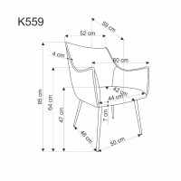 K559 καρέκλα, γκρι διαστάσεις: 60/59/85cm με ύψος καθίσματος 47 cm