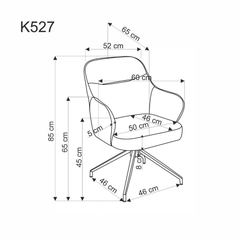 K527 καρέκλα, μπεζ διαστάσεις: 60/65/85cm ύψος καθίσματος 40 cm, λειτουργία περιστροφής 180
