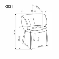 K531 Καρέκλα μουσταρδί βελούδο-μαύρο 60x58x76 με ύψος καθίσματος 45 cm 2010001200345