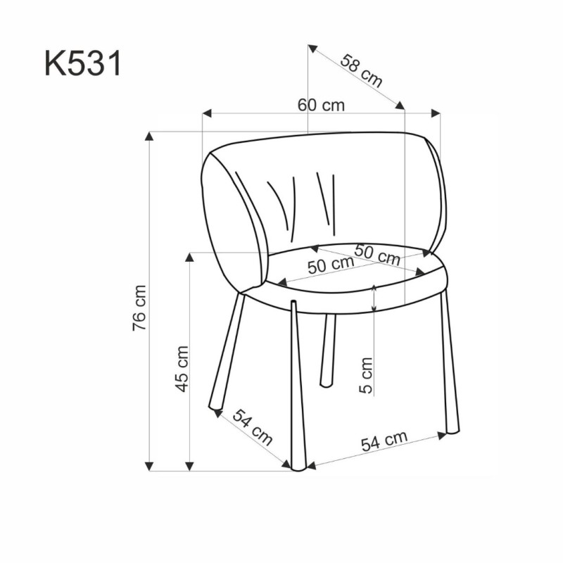 K531 Καρέκλα μουσταρδί βελούδο-μαύρο 60x58x76 με ύψος καθίσματος 45 cm 2010001200345